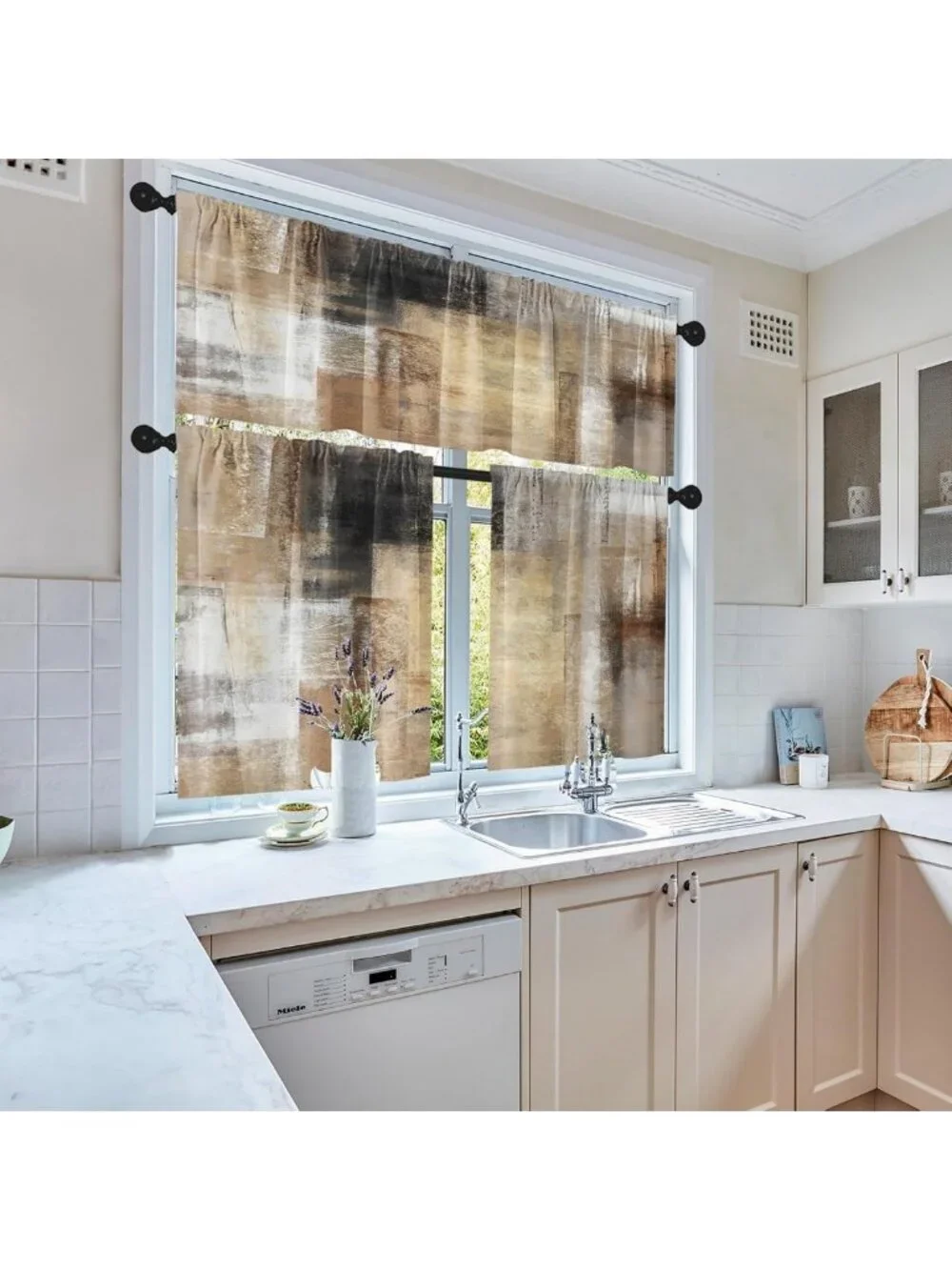 Modern Brown Kitchen Curtains Set - 36